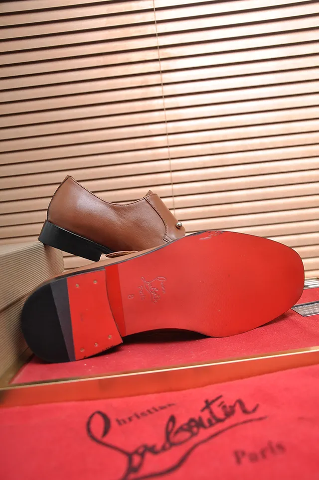 Brown Red Single Strap Buckle Closure Monk Shoes