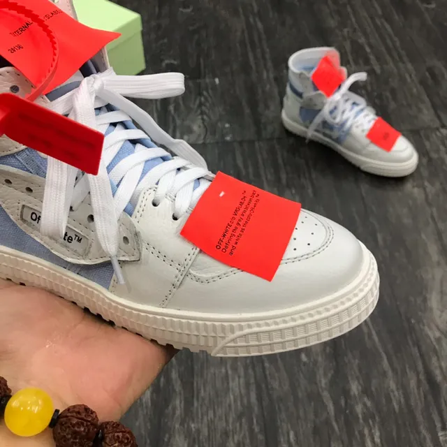 Off-White Blue High-Top Industrial-Detail Sneakers