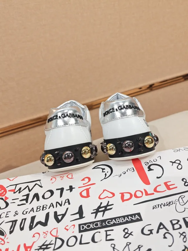 Dolce & Gabbana White Multicolor Hand-Painted Floral Motif Graffiti-Style Text Lifestyle Sneakers