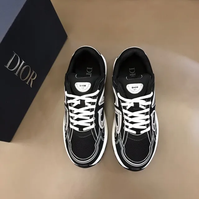 Dior B23 Oversized Logo Black and White Chunky Sneakers