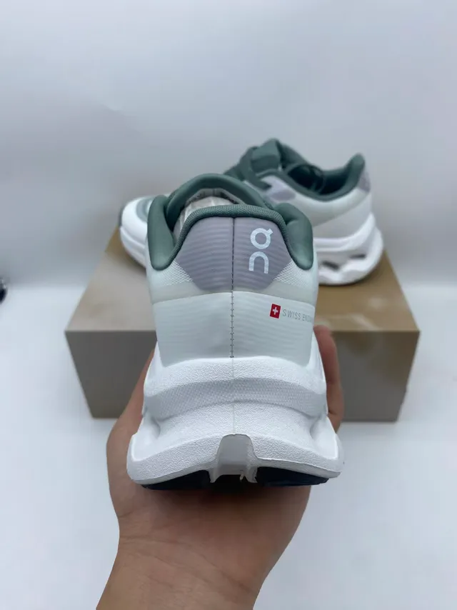 On Beige Gray Sculpted Open-Cell Midsole Mesh And Synthetic Overlay Upper Running Shoes