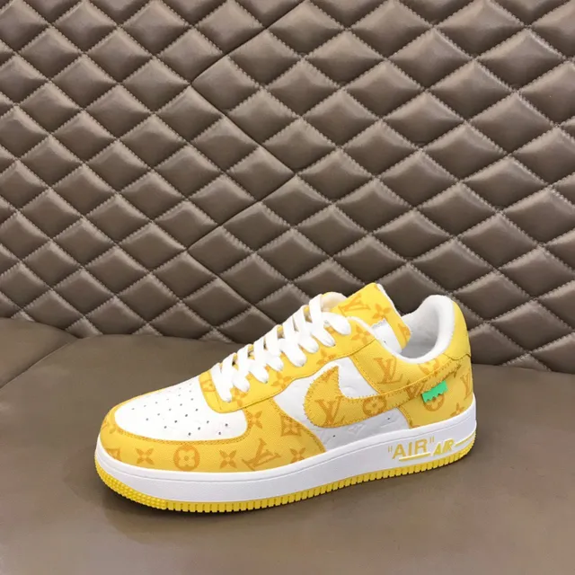 Nike Air Force 1 Yellow Monogram Print Lifestyle Sneakers