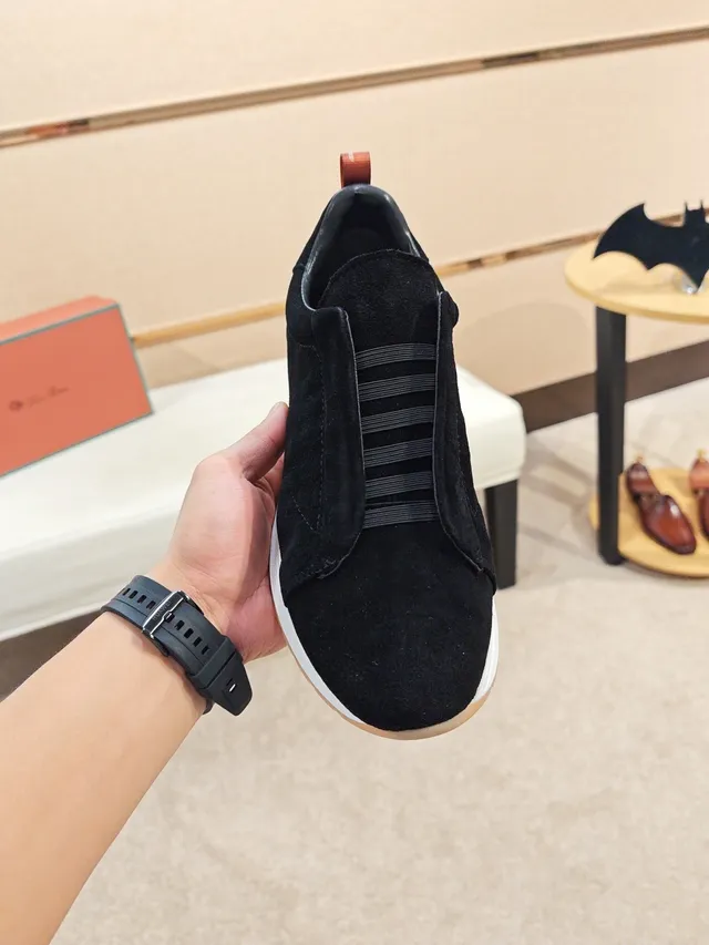 Black White Slip-On Suede Upper Sneakers