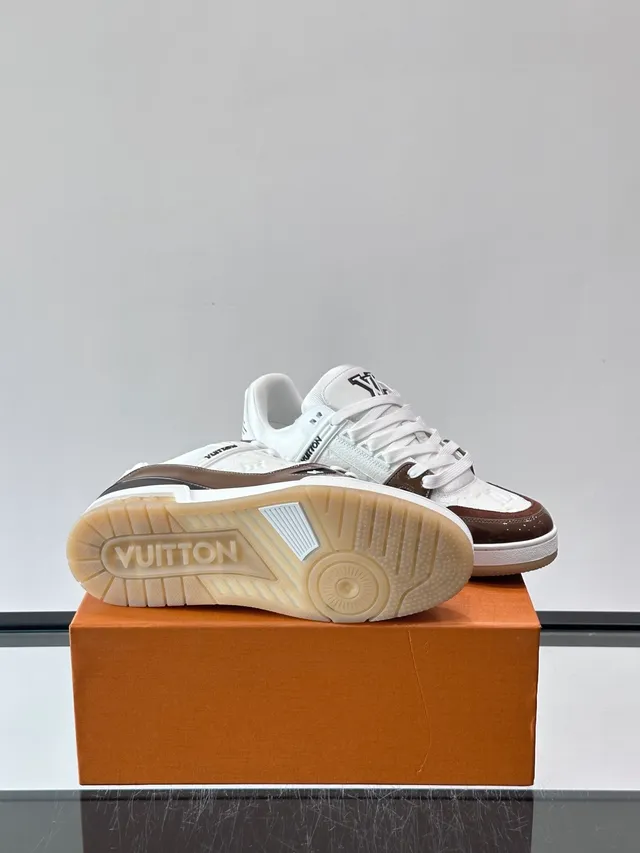 Louis Vuitton LV Trainer White Brown Low-Top Monogram Leather Lifestyle Sneakers