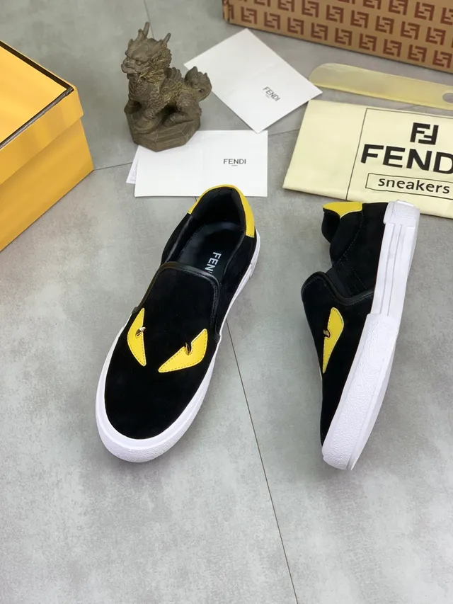 Fendi Monster Sneaker Black and Yellow Suede Lifestyle Sneakers