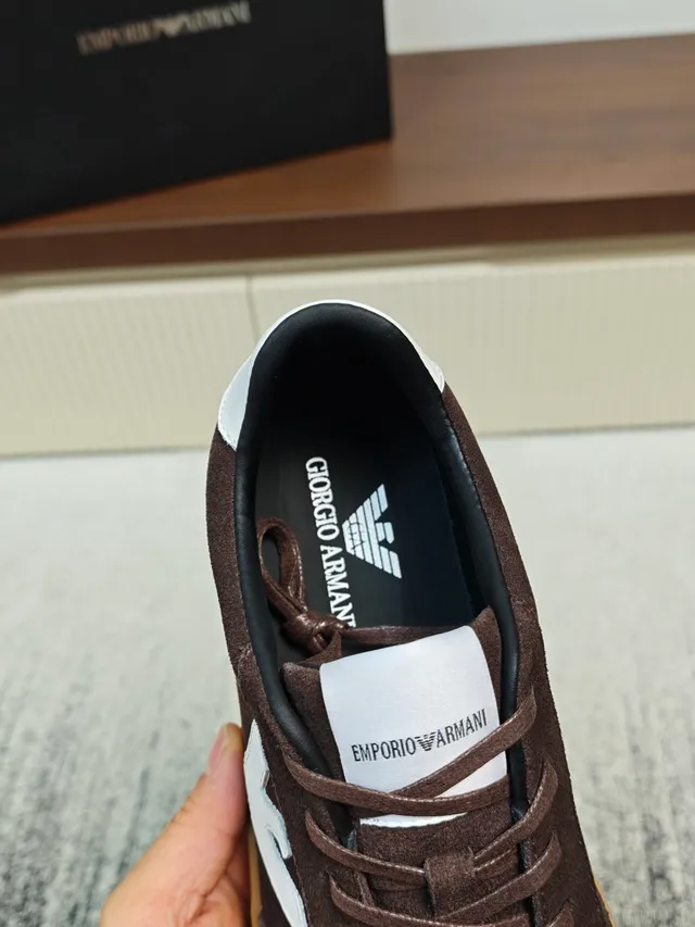 Emporio Armani Brown Suede White Logo Gum Sole Lifestyle Sneaker