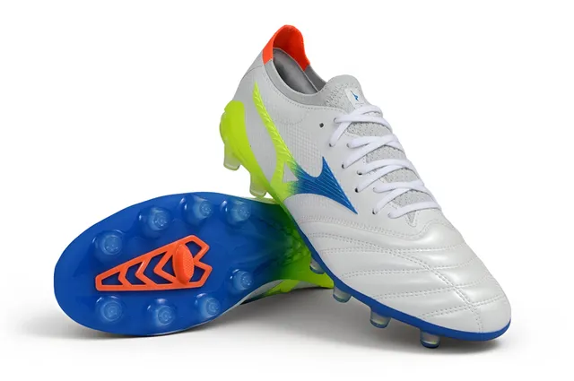 Mizuno White Multicolor Quilted Leather Toe Synthetic Mesh Upper Firm-Ground Soccer Shoes