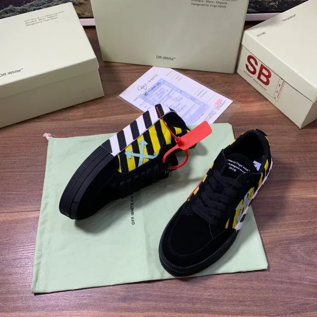 Off-White Black and Yellow Striped Arrow Logo Lifestyle Sneakers