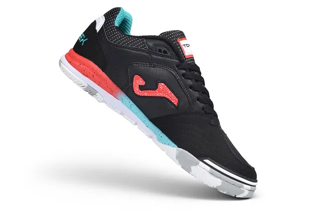 Joma Black Red Low-Top Synthetic Upper Hexagonal Non-Marking Outsole Indoor Soccer Shoes
