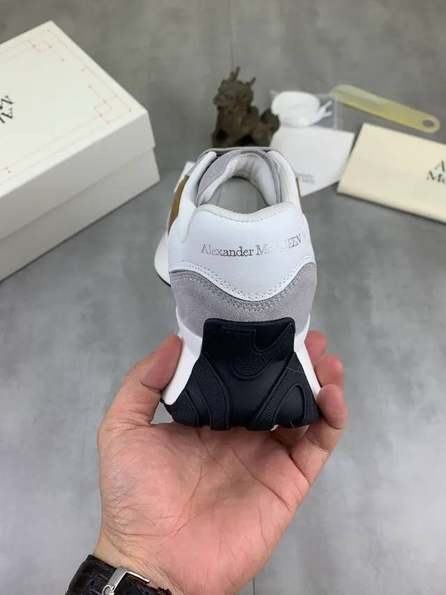Alexander McQueen Oversized Sneaker Beige Gray Suede Lifestyle Sneakers