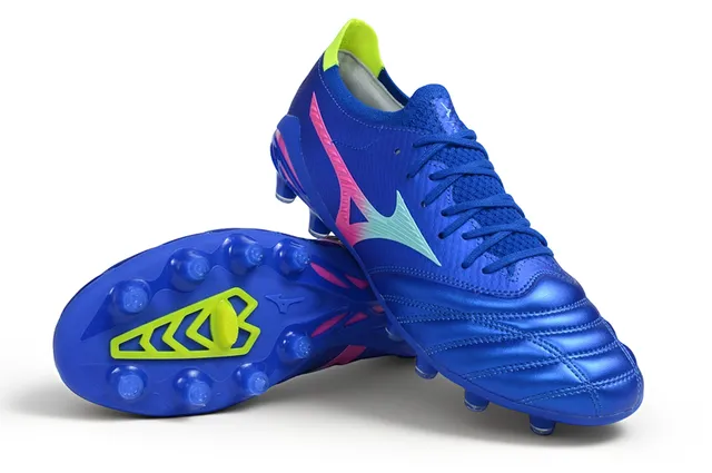 Mizuno Blue Multicolor Quilted Synthetic Leather Mesh Paneling Firm-Ground Soccer Shoes
