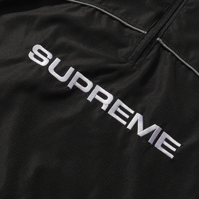 Supreme Black White Quarter-Zip Reflective Piping Windbreaker