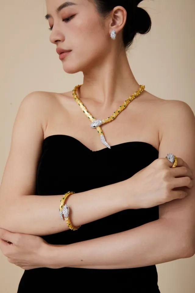 Bvlgari Serpenti Ruby and Emerald Diamond Gold Coiled Snake Bracelets