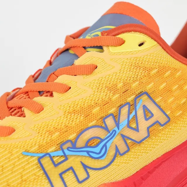Hoka Yellow Red Knit Upper Gradient Midsole Running Shoes
