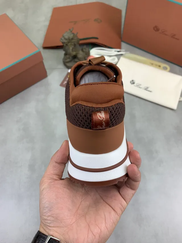 Loewe Brown Beige Knit Upper Color-Blocked And Tan Lifestyle Sneakers