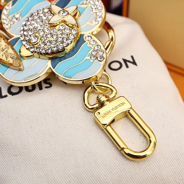 Louis Vuitton Blue Gold Enamel Flower Motif Crystal Pavé Center Handbag