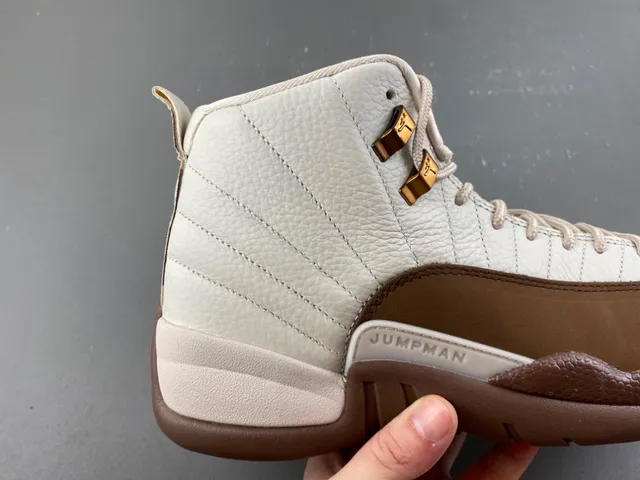 Air Jordan 12 Off-White and Brown Leather Basketball Shoes