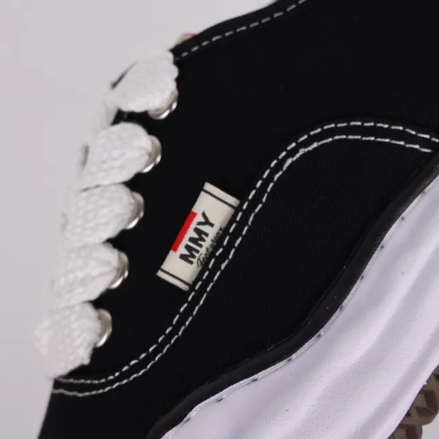 MMY Black White Canvas Upper Thick Wavy Midsole Sneakers