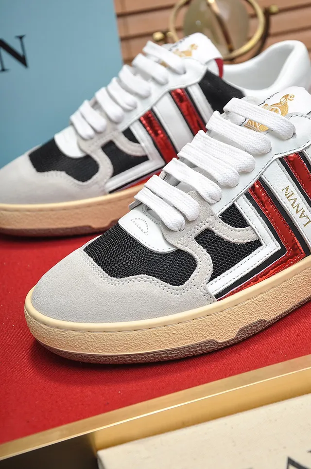 Lanvin White Gray Low-Top Cupsole Sneakers