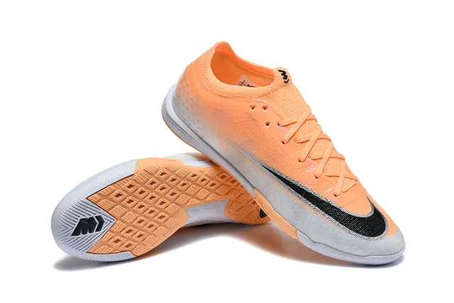Nike Mercurial Orange Silver Knit Upper Gradient Colorway Indoor Soccer Shoes
