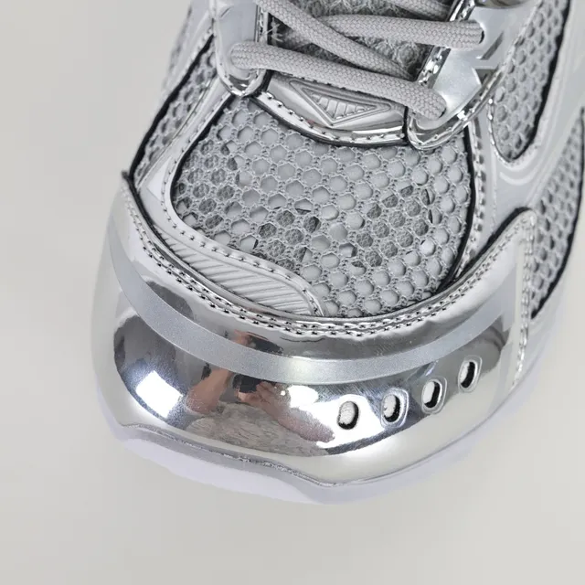 ASICS Silver White Metallic Reflective Overlays Breathable Mesh Upper Lifestyle Sneakers