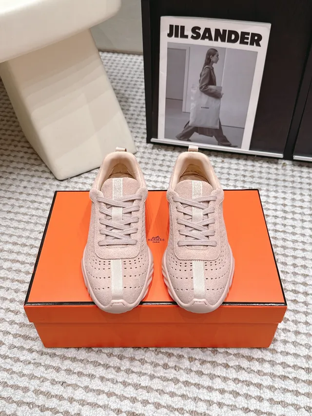 Jil Sander Perforated Suede Sneaker Pale Pink Lifestyle Sneakers