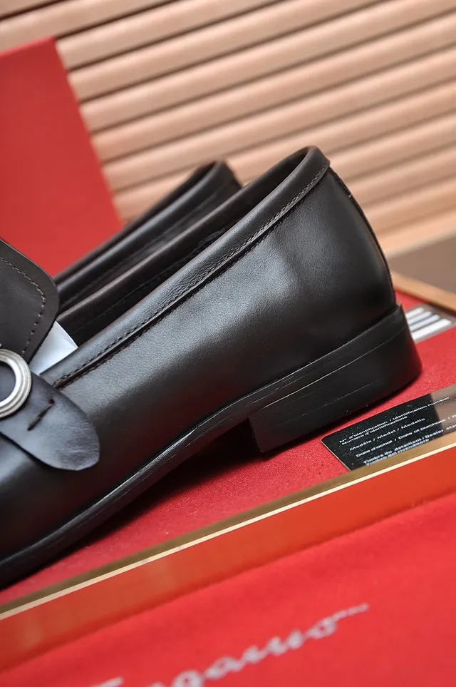 Salvatore Ferragamo Gancini Black Leather Loafers
