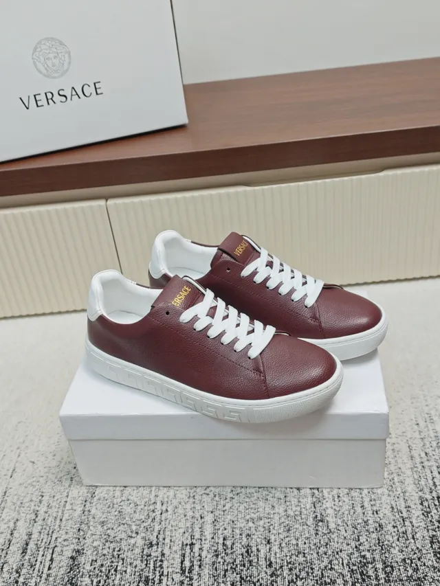 Versace Odissea Burgundy Leather Greca Midsole Lifestyle Sneakers