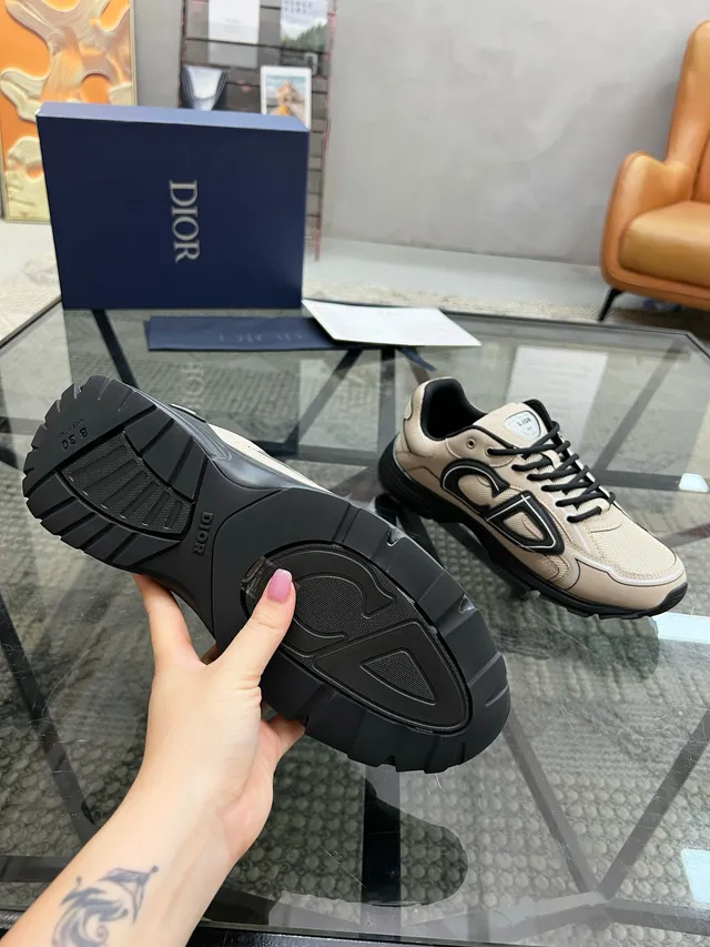 Dior B23 Beige and Black Chunky Sneakers