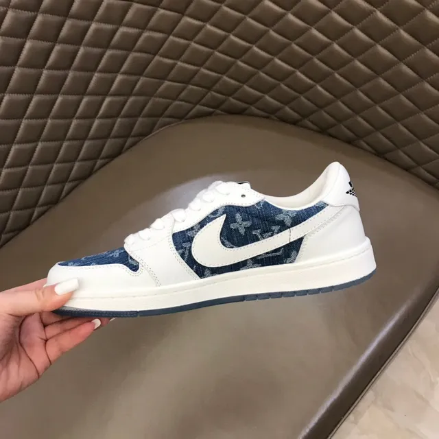 Nike Air Jordan 1 Low Denim-Print White Lifestyle Sneakers