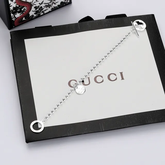 Gucci Interlocking G Silver Ball-Chain Toggle Clasp Bracelet