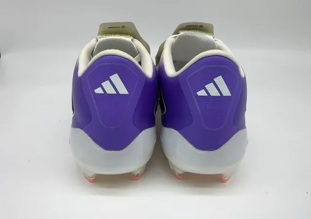 Adidas White Purple Laceless Low-Cut Perforated Synthetic Upper Firm-Ground Soccer Shoes