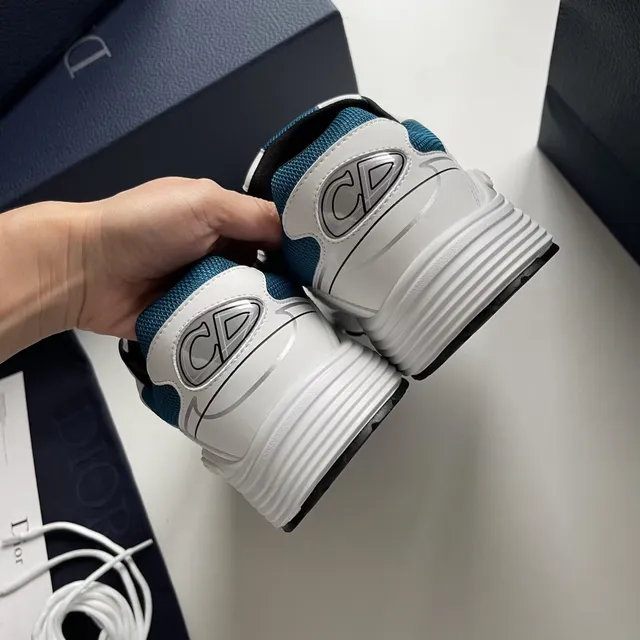 Dior B27 White and Teal Blue Lifestyle Sneakers