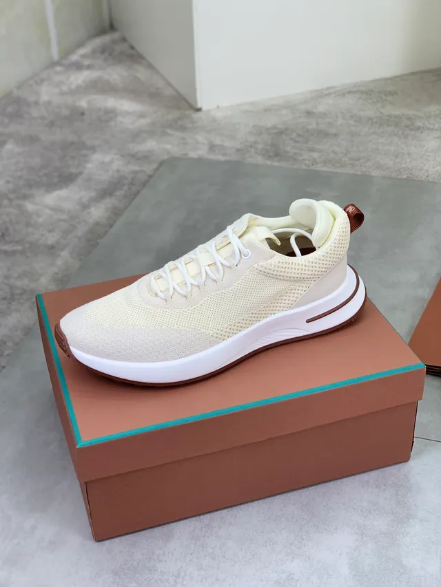 Loewe Beige Brown Knit Upper Thick White Midsole Lifestyle Sneakers