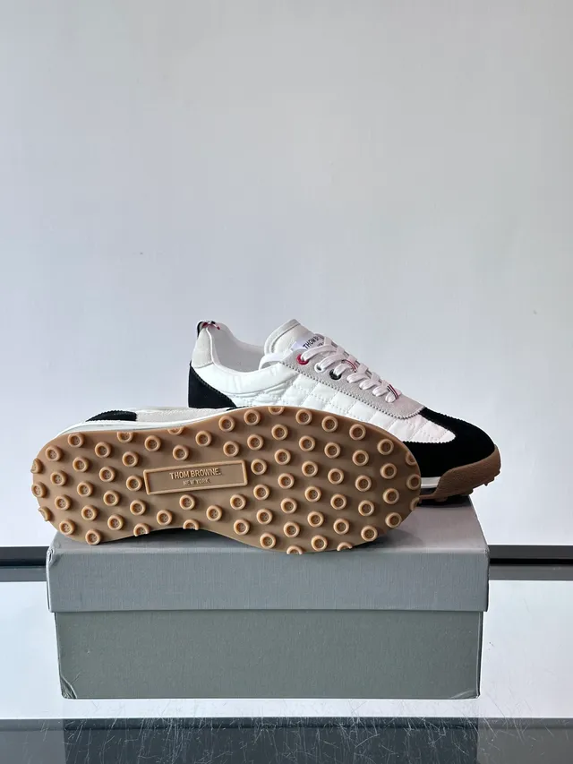 Thom Browne Quilted Diamond-Stitch Black and White Lifestyle Sneakers