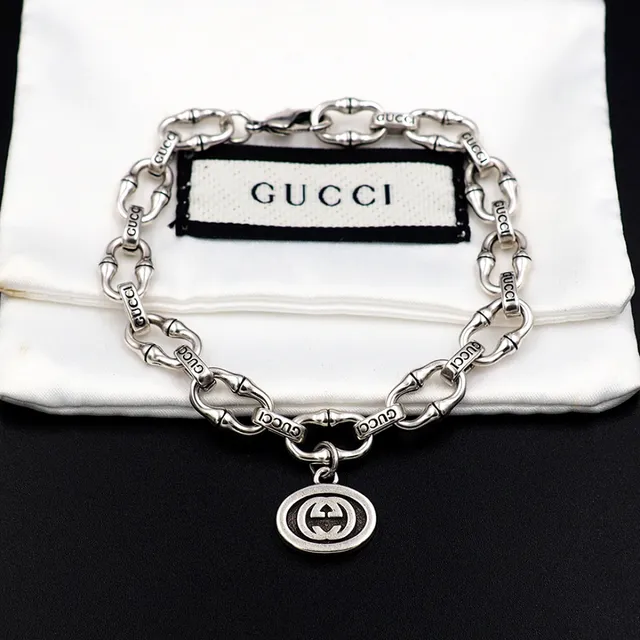 Gucci Bamboo-Link Engraved Double G Charm Bracelet