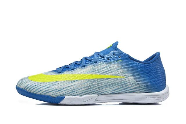 Nike Mercurial Blue Yellow Low-Cut Knit Upper Indoor Soccer Shoes