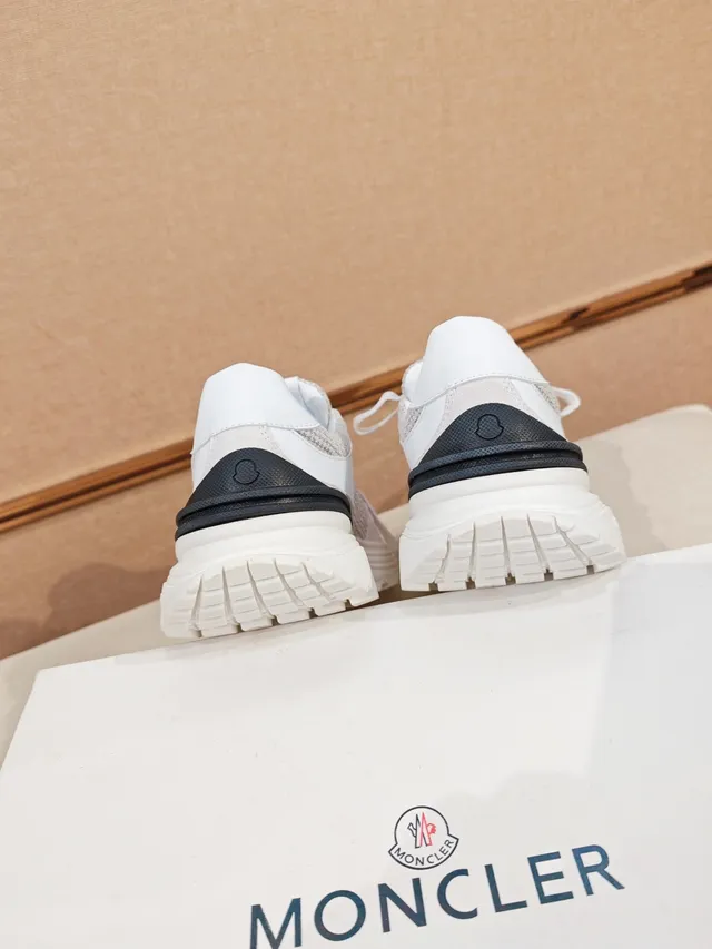 Moncler Lifestyle Sneaker White and Gray Mixed-Material Sneakers