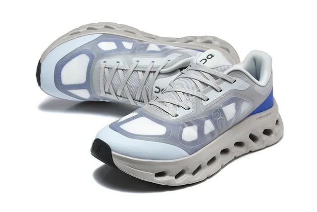 On Black White Engineered Mesh Upper Open Hexagonal CloudTec Pods Running Shoes