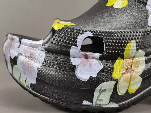 Crocs Echo Clog Floral Print Black Platform Clogs