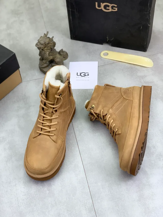 UGG Brown Beige Suede Upper Shearling-Lined Snow Boots