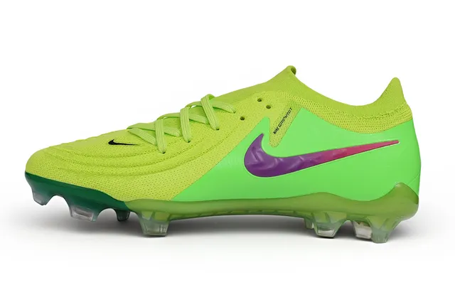 Nike Phantom GT Green Purple Knit Collar Asymmetric Lacing Firm-Ground Soccer Shoes