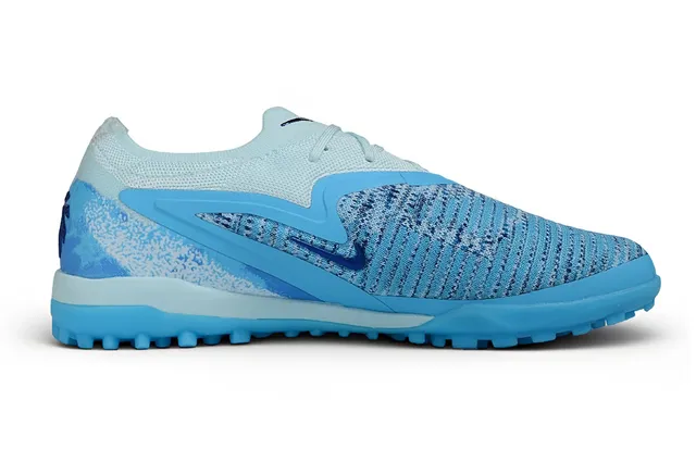 Nike Blue Purple Engineered Knit Upper TPU Cage Overlay Turf Soccer Shoes
