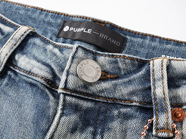 Purple Brand Distressed Paint-Splattered Light-Wash Slim-Fit Jeans