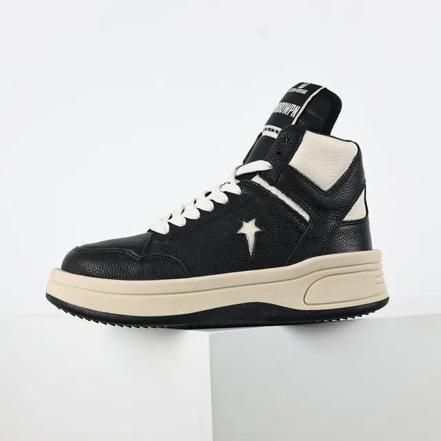 Converse Black Beige High-Top Textured Leather Lifestyle Sneakers