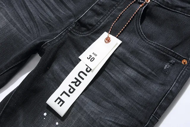 Purple Brand Distressed Slim-Fit Faded Black Jeans