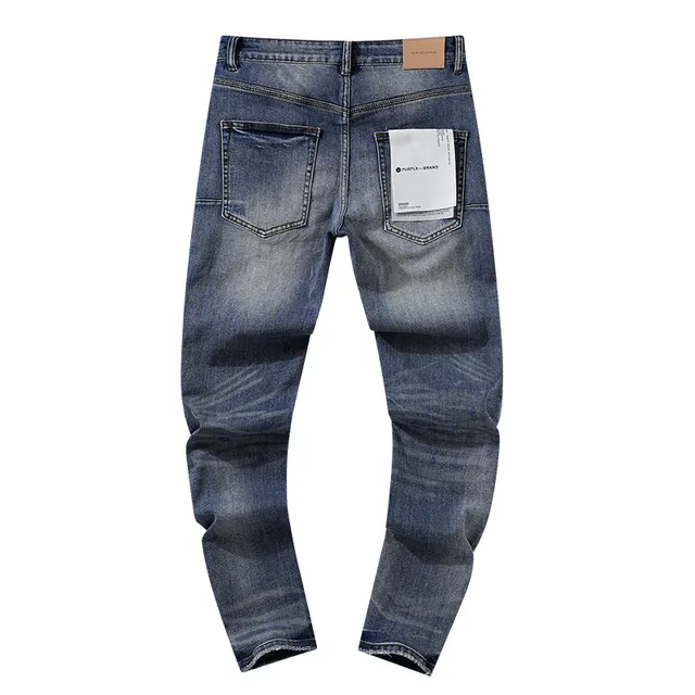 Purple Brand Distressed Slim-Tapered Blue Jeans
