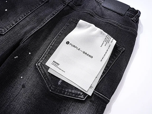 Purple Brand Distressed Paint-Splattered Black Slim-Fit Jeans