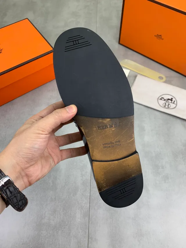 Hermès Oran Black Patent Leather Loafers