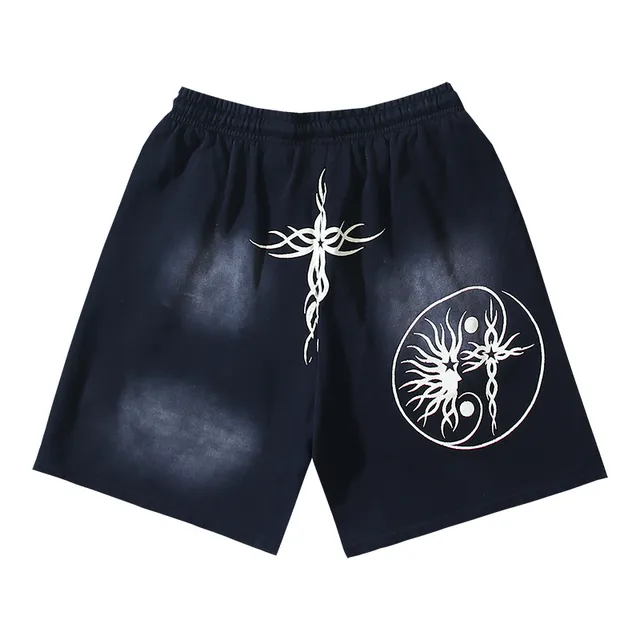 Navy Graphic-Print Elastic-Waist Drawstring Shorts